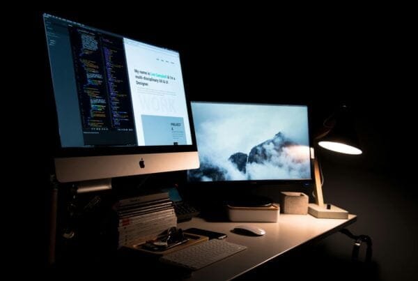 Picture of computer set up for blog header